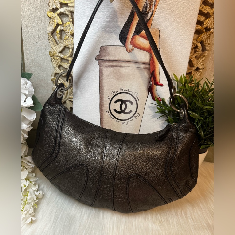 Banana Republic Vintage Y2K Bronze Pewter 💯% Cow Leather~ Hobo~ Pristine 😍